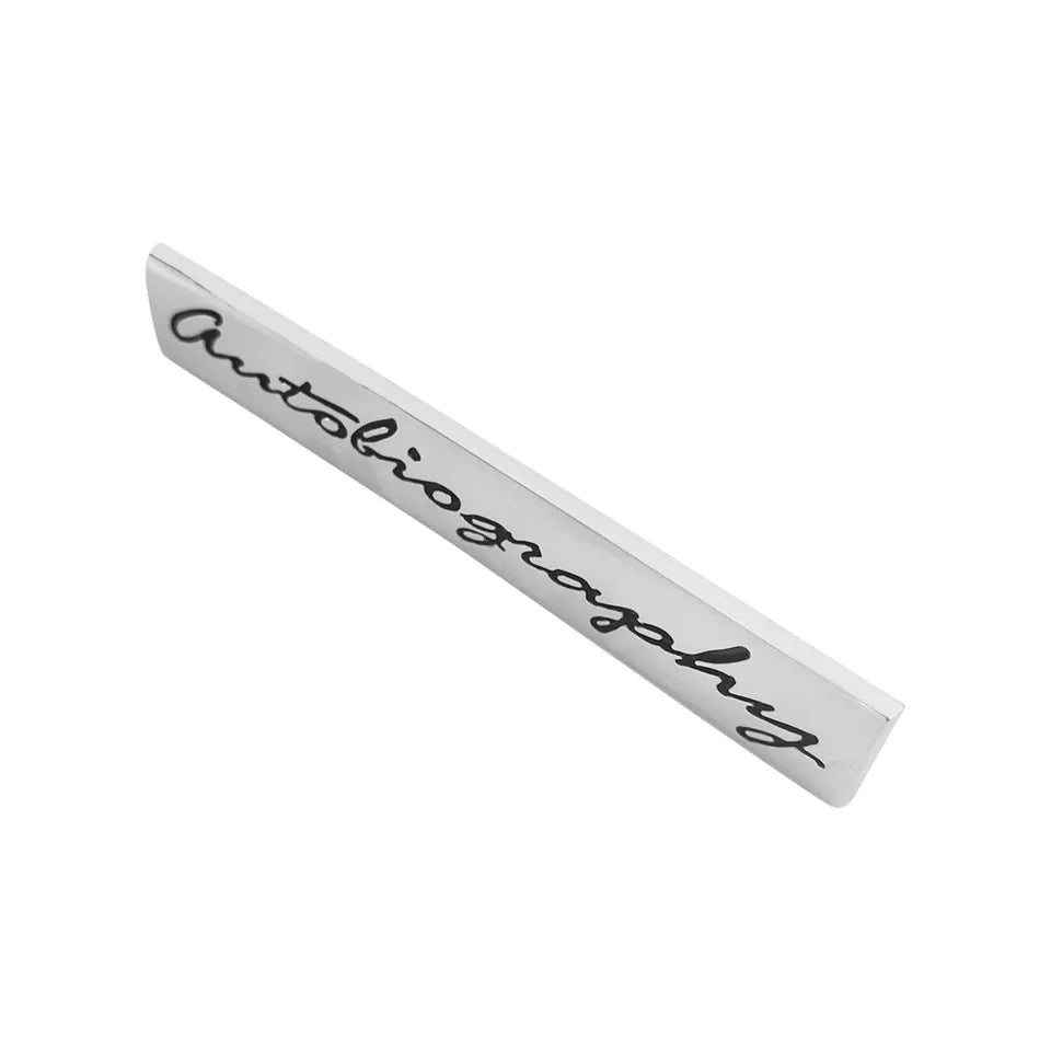 3D Autobiography Logo Metal Sticker Decal Grey/Black (11 x 2 cm)